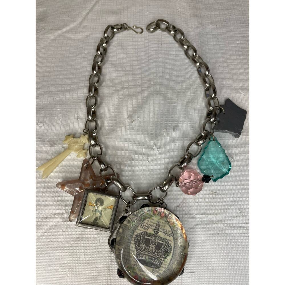 Vintage Custom Charm Chunky Necklace Funky Boho Hand Crafted